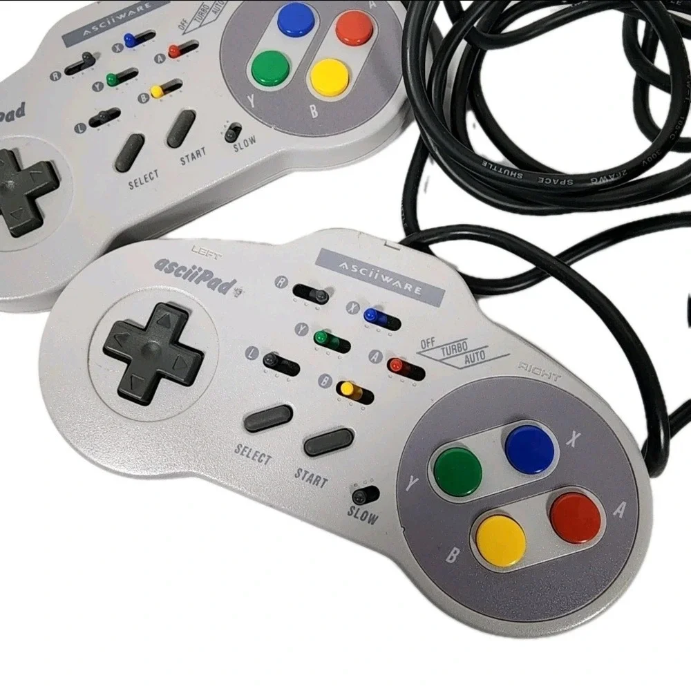 Asciiware SNES‎ Super Nintendo Controllers 2 Pack Left Right Turbo Slow Auto